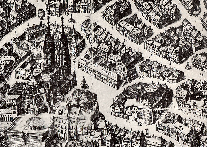 Münsterplatz Matthäus Merian 1615 von Wikimedia Commons