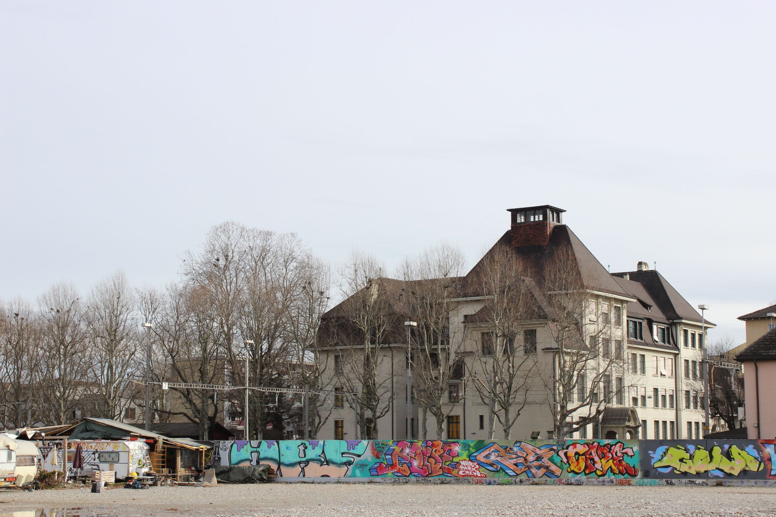 Blick von der Uferstrasse aufs Inselschulhaus - Foto von Franz König