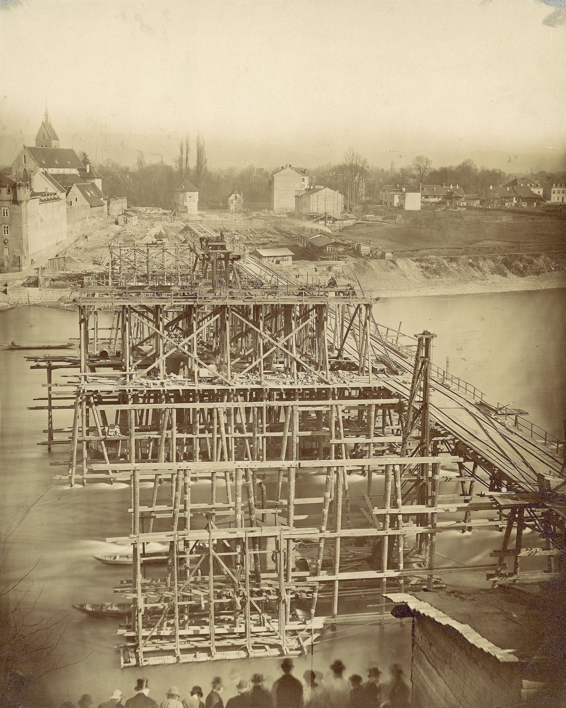 Wettsteinbrücke im Bau Bild 1 98 aus dem Staatsarchiv Basel-Stadt